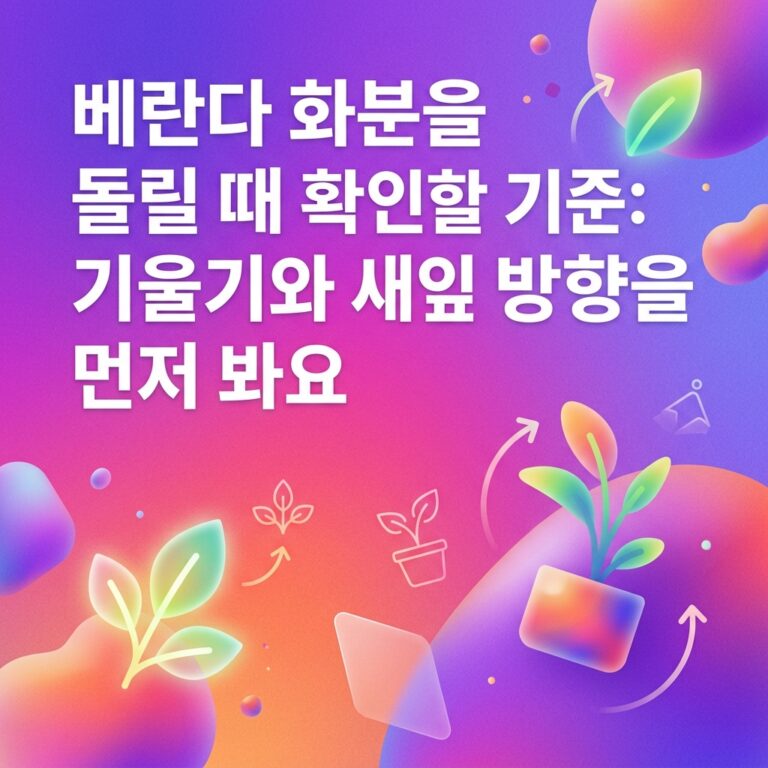 베란다 화분을 돌릴 때 확인할 기준: 기울기와 새잎 방향을 먼저 봐요