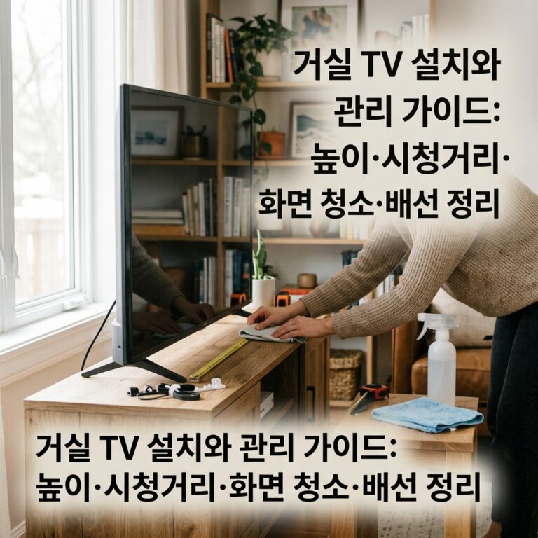거실 TV 설치와 관리 가이드: 높이·시청거리·화면 청소·배선 정리