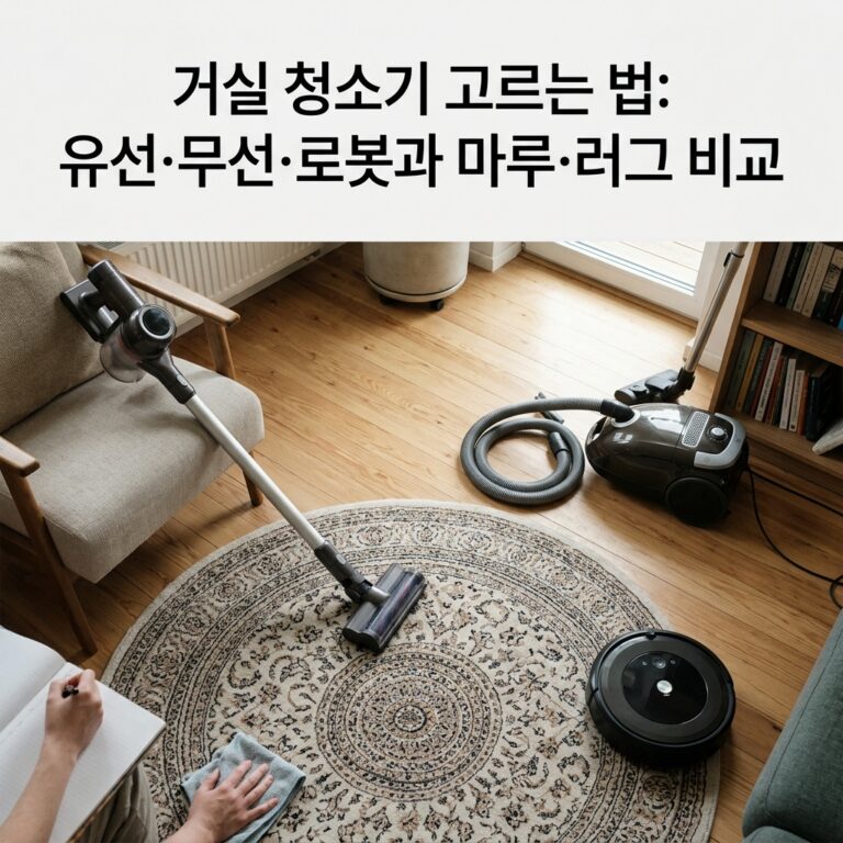 거실 청소기 고르는 법: 유선·무선·로봇과 마루·러그 비교