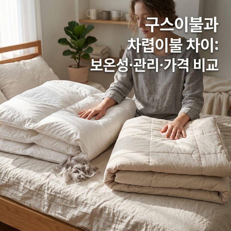 구스이불과 차렵이불 차이: 보온성·관리·가격 비교