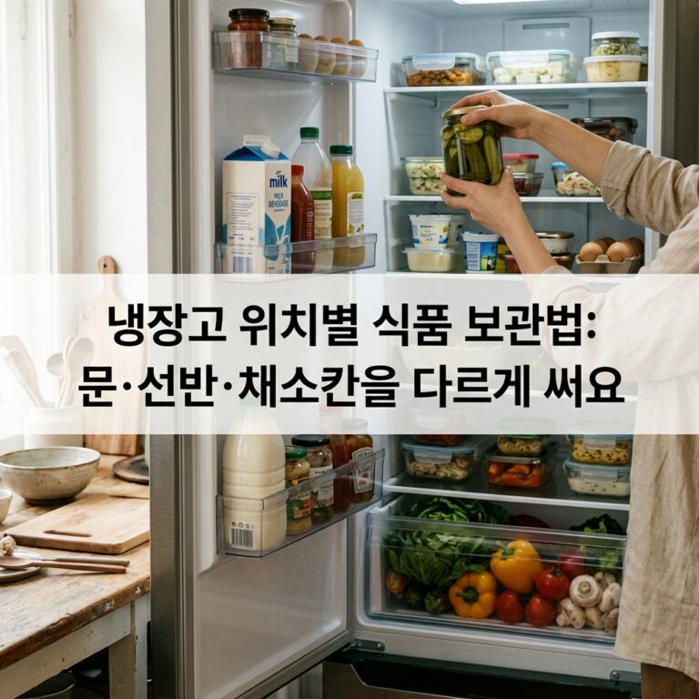 냉장고 위치별 식품 보관법: 문·선반·채소칸을 다르게 써요