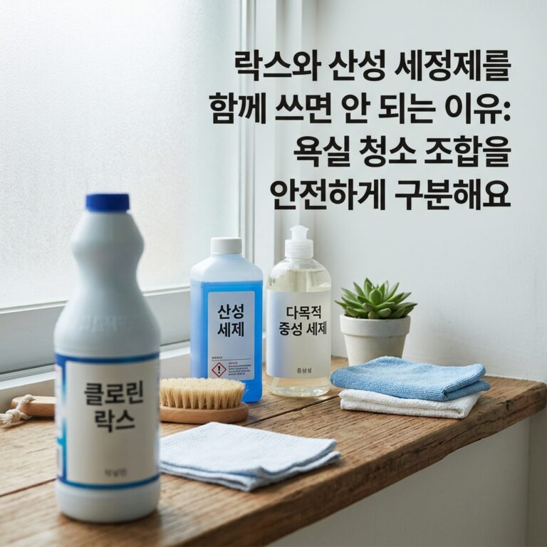 락스와 산성 세정제 혼합 금지: 이어 쓰기도 주의해요