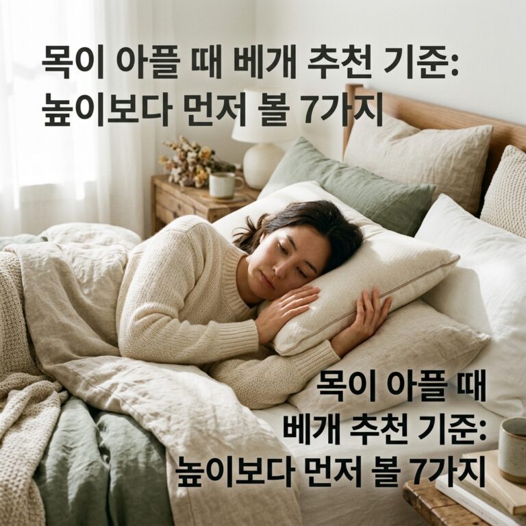 목이 아플 때 베개 추천 기준: 높이보다 먼저 볼 7가지