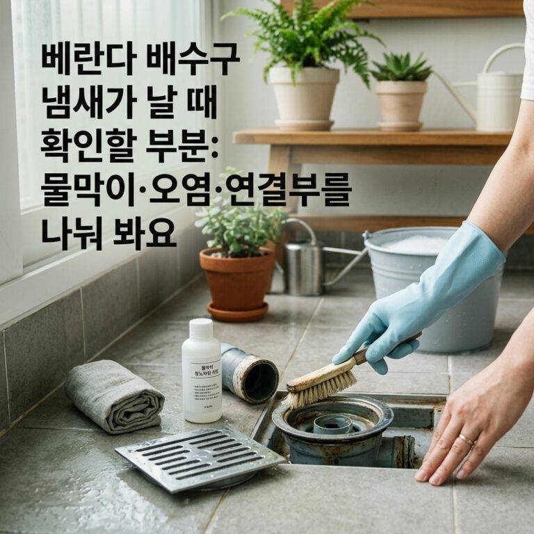 베란다 배수구 냄새가 날 때 확인할 부분: 물막이·오염·연결부를 나눠 봐요