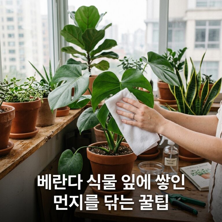 베란다 식물 잎에 쌓인 먼지를 닦는 꿀팁