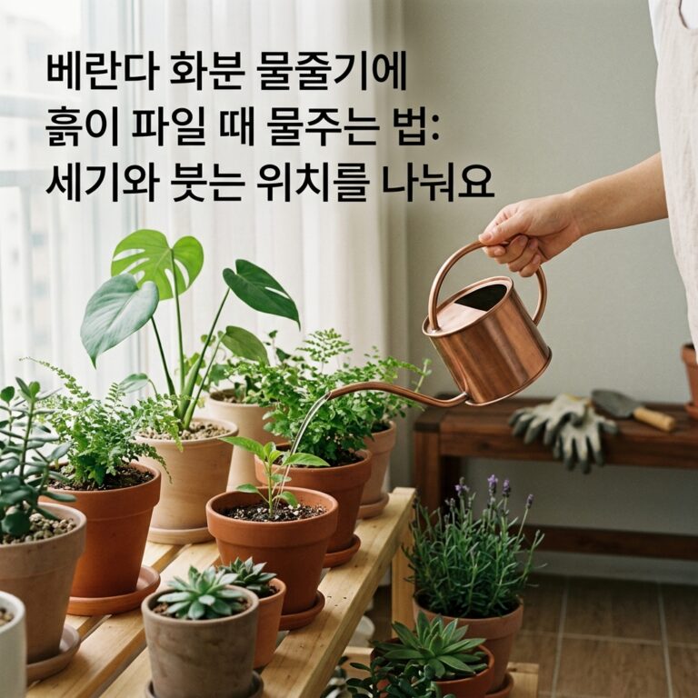 베란다 화분 물줄기에 흙이 파일 때 물주는 법: 세기와 붓는 위치를 나눠요