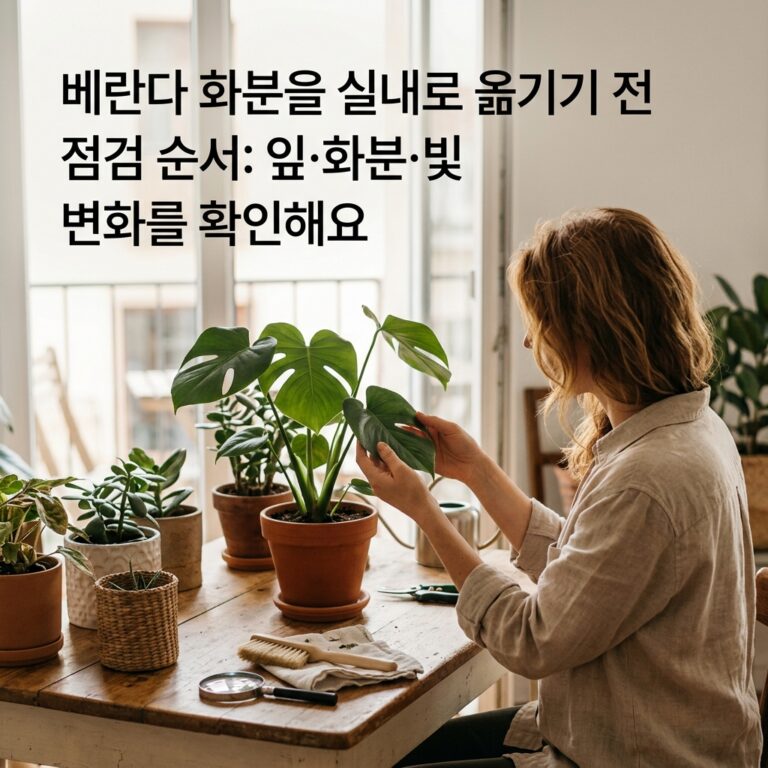베란다 화분을 실내로 옮기기 전 점검 순서: 잎·화분·빛 변화를 확인해요