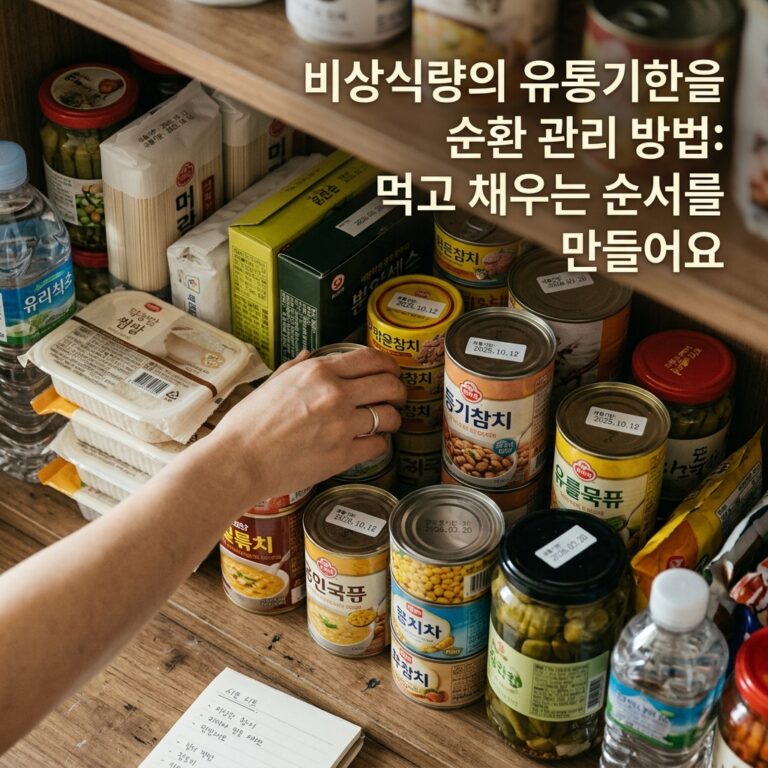 비상식량의 유통기한을 순환 관리 방법: 먹고 채우는 순서를 만들어요