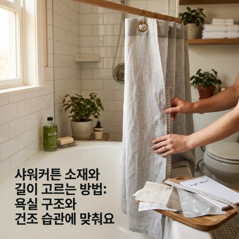 샤워 커튼 소재와 길이를 고르는 방법: 욕실 구조와 건조 습관에 맞춰요