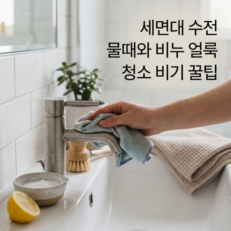 세면대 수전 물때와 비누 얼룩 청소 비기 꿀팁
