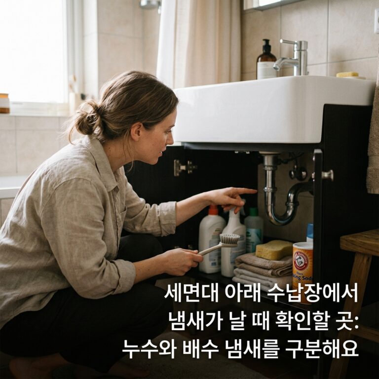 세면대 아래 수납장에서 냄새가 날 때 확인할 곳: 누수와 배수 냄새를 구분해요