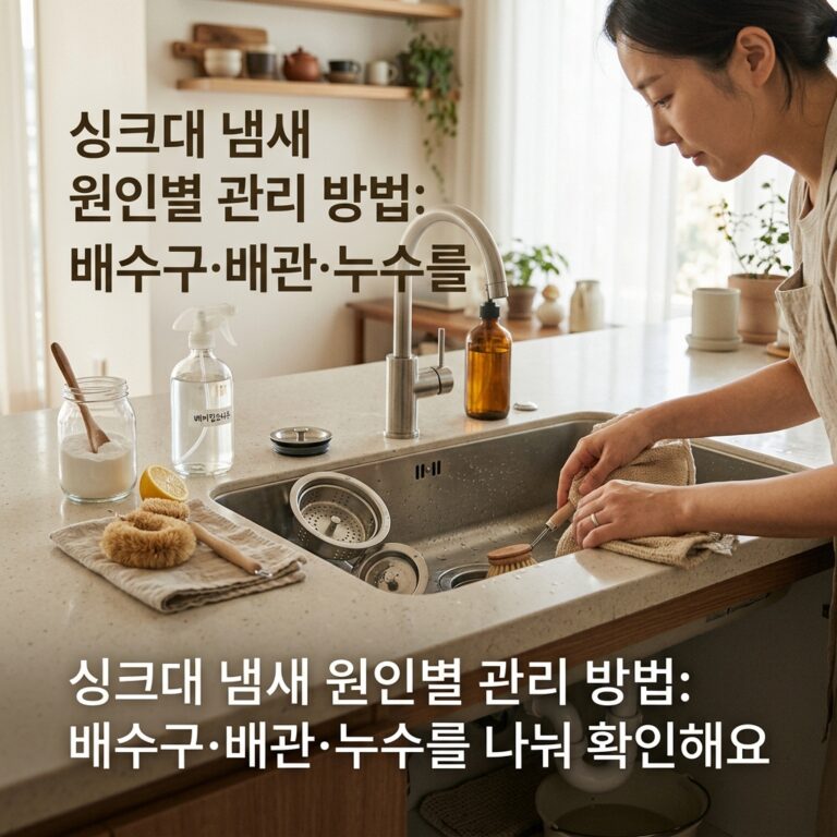 싱크대 냄새 원인별 관리 방법: 배수구·배관·누수를 나눠 확인해요