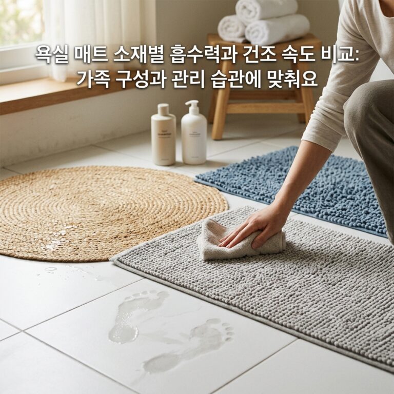 욕실 매트 소재별 흡수력과 건조 속도 비교: 가족 구성과 관리 습관에 맞춰요