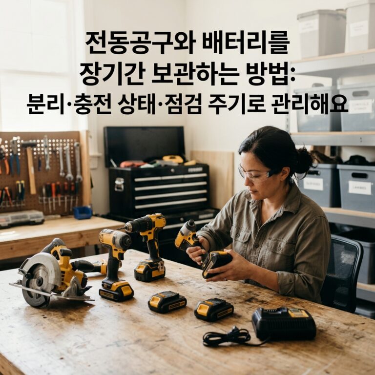 전동공구와 배터리를 장기간 보관하는 방법: 분리·충전 상태·점검 주기로 관리해요