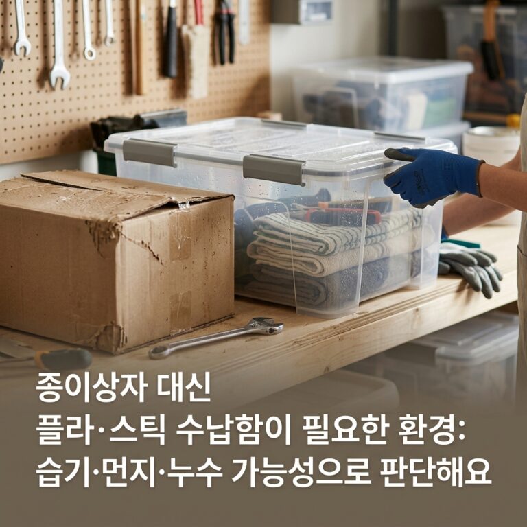 종이상자 대신 플라스틱 수납함이 필요한 환경: 습기·먼지·누수 가능성으로 판단해요