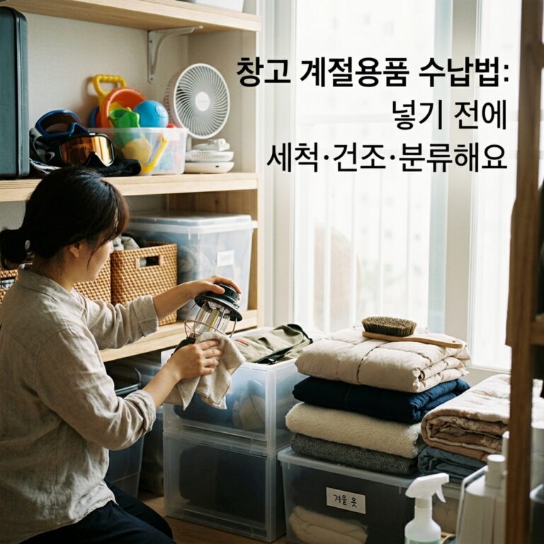 창고 계절용품 수납법: 넣기 전에 세척·건조·분류해요