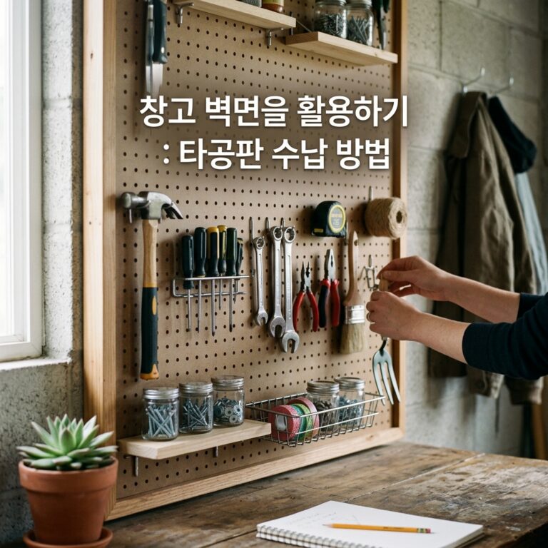 창고 벽면을 활용하기 : 타공판 수납 방법