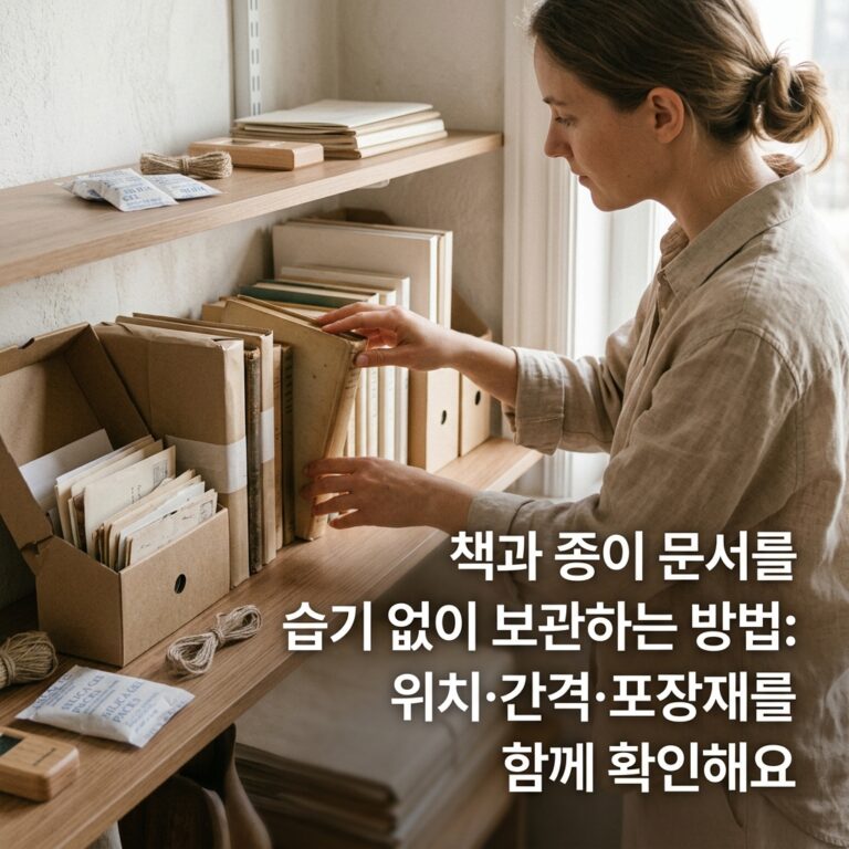 책과 종이 문서를 습기 없이 보관하는 방법: 위치·간격·포장재를 함께 확인해요