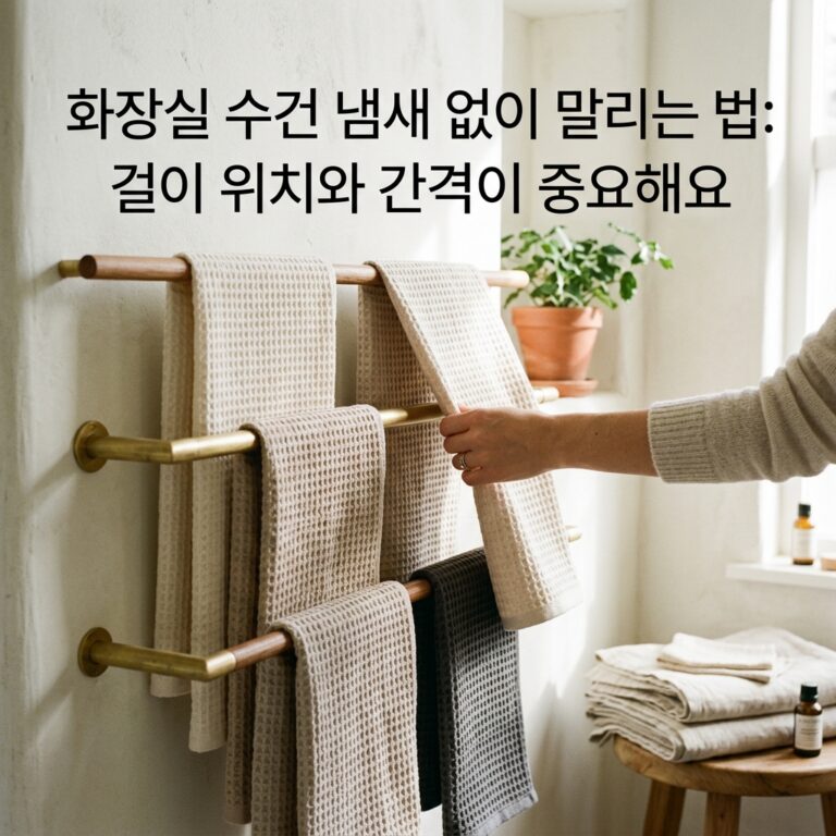 화장실 수건 냄새 없이 말리는 법: 걸이 위치와 간격이 중요해요