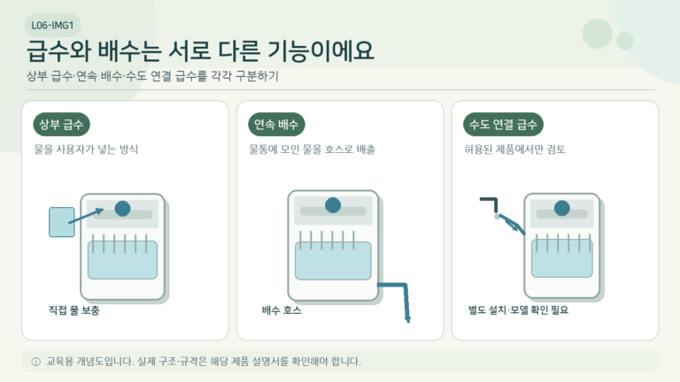 가습기 급수와 제습기 연속 배수 차이