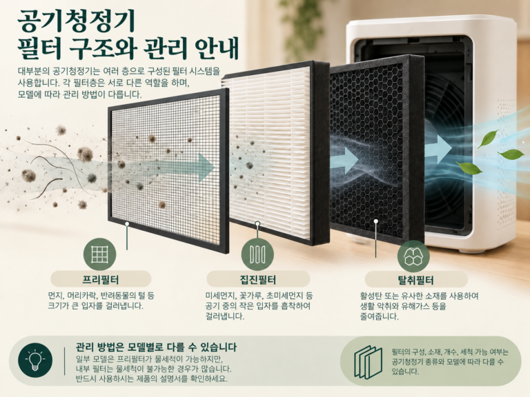 공기청정기 필터 알림과 공기질 표시 구분